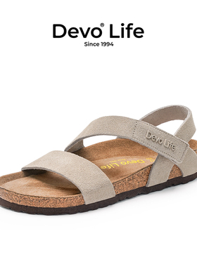 的沃软木凉鞋休闲时尚复古文艺日系魔术贴女鞋22005