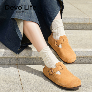 复古情侣鞋 反绒平底圆头单鞋 66008 沃软木鞋