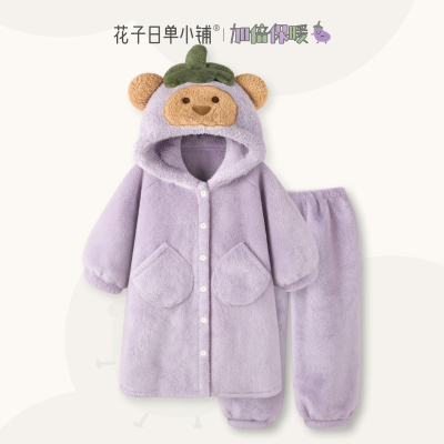 冬季睡衣女可爱睡袍长裤长款套装