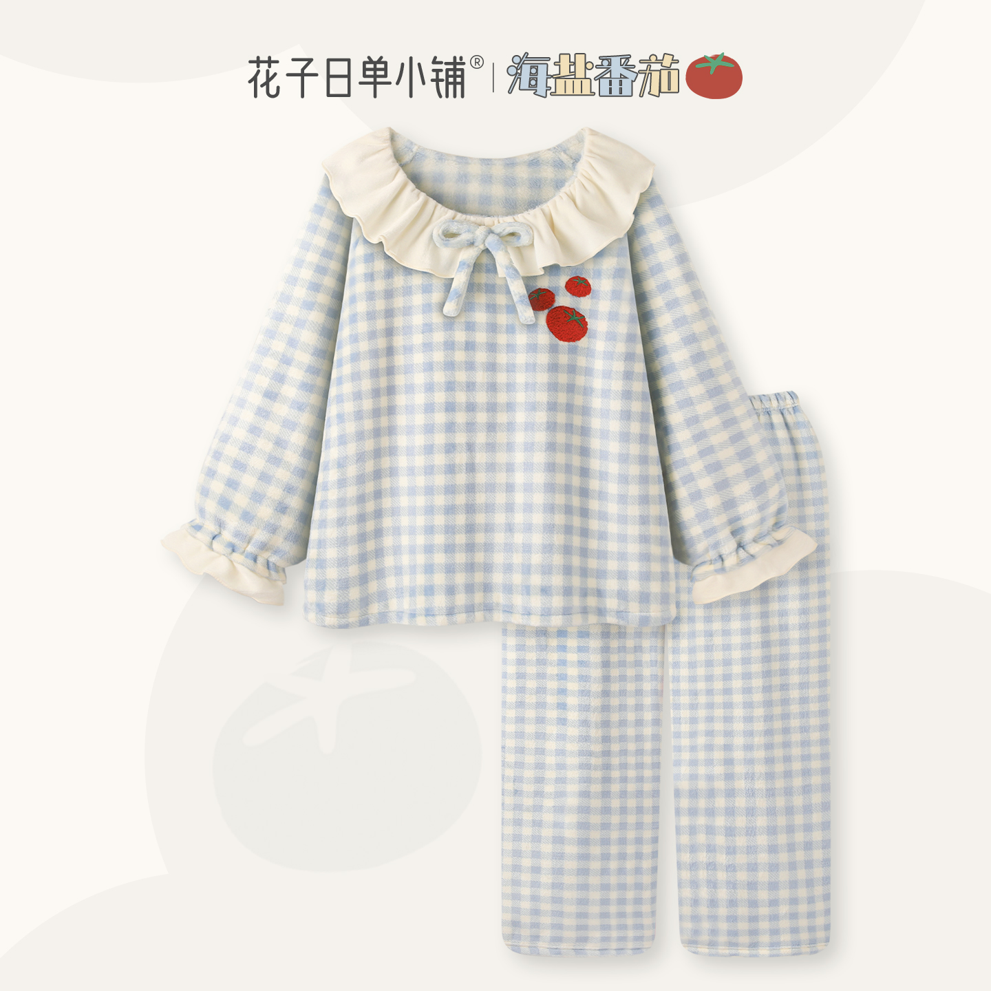法兰绒睡衣女款冬季加厚甜美套装