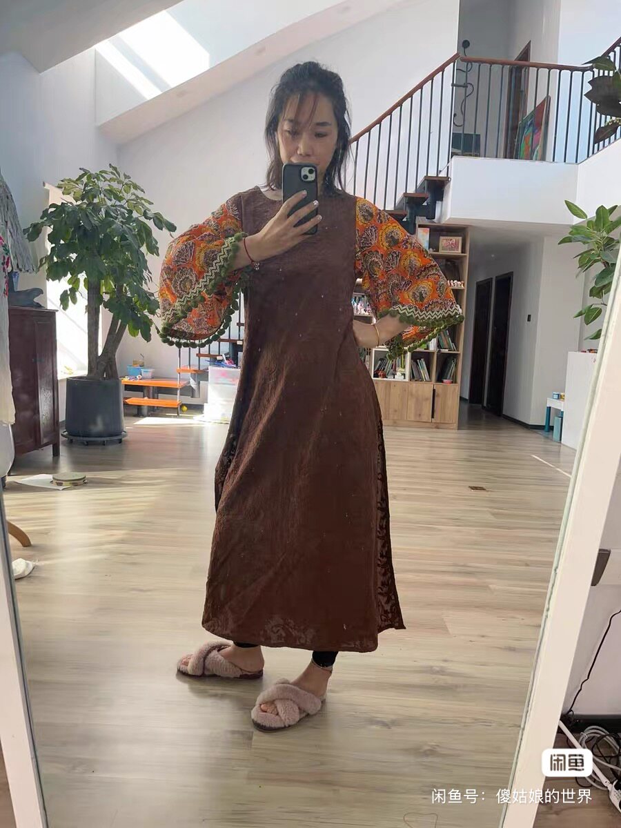 泰国曼谷手工绣花海边度假袖口流连衣裙