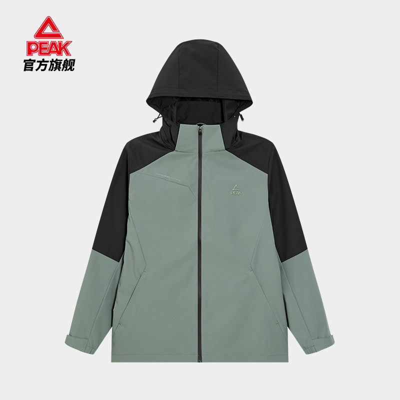 匹克防泼水外套丨防风连帽夹克风衣男士冬季新款黑色户外运动上衣