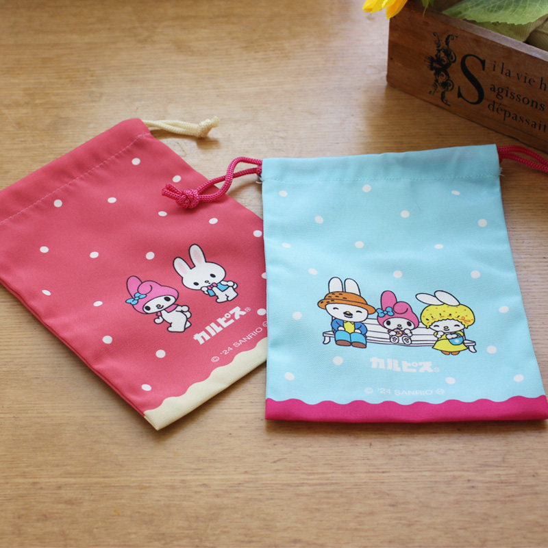 日单，ZAKKA丨出口单 全聚酯纤维 简约可爱双面卡通束口袋抽绳袋