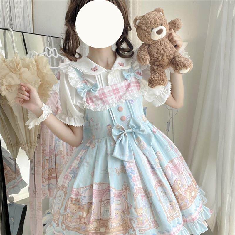 Lolita桃希家原创【熊熊裁缝铺】甜美洋装可爱吊带连衣裙正版