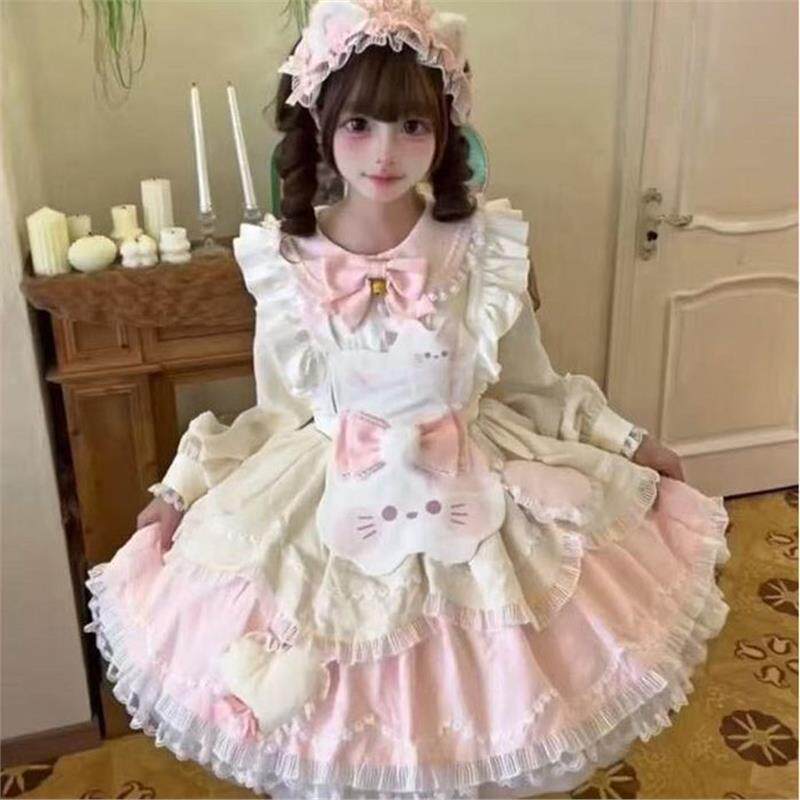 甜茶少女lolita甜茶喵可爱小猫洛丽塔op连衣裙女甜美清新日常