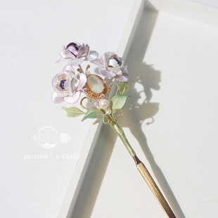 森森的簪丨素笺生花丨原创非遗缠花发簪新中式古风汉服旗袍盘发饰