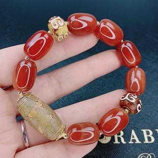 正品玛瑙手链红玉石米珠如意珠手串情侣款气质百搭精致款时尚G100