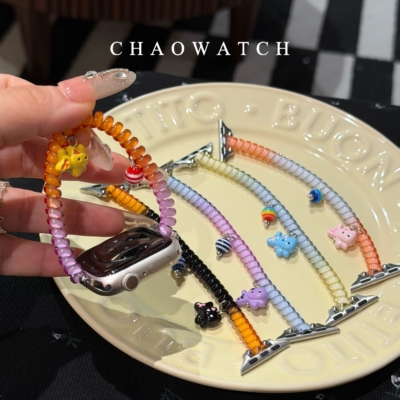 渐变电话绳猫咪适用于苹果手表表带s11代apple女iwatch109876se
