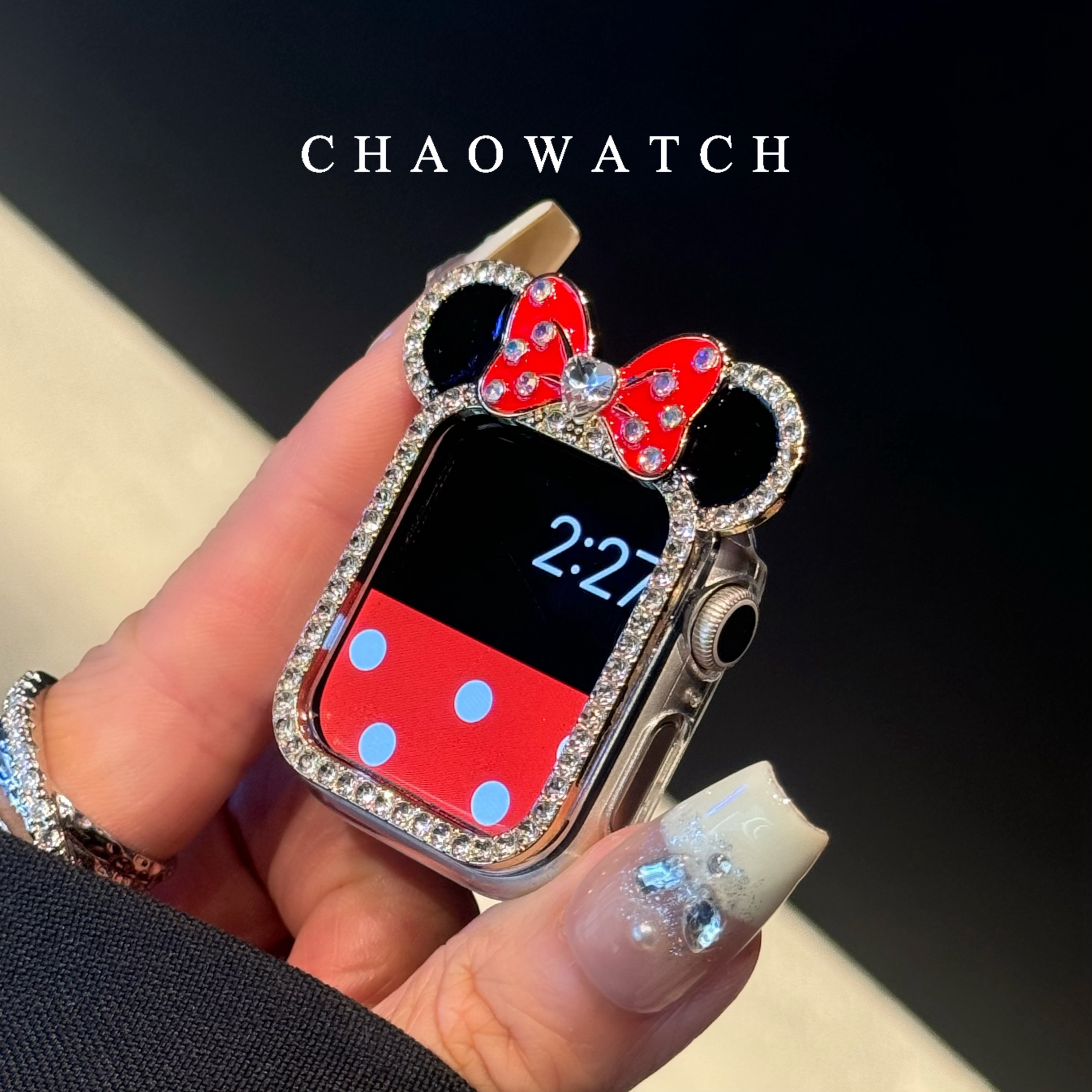 镶钻米妮适用于苹果手表s10保护壳apple女款iwatchs987代防摔硬壳
