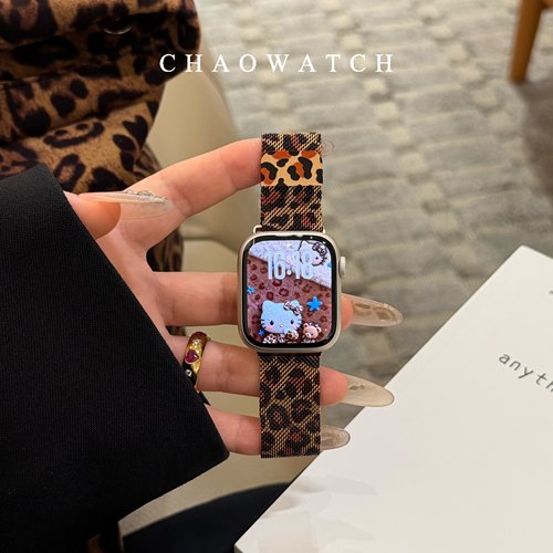 豹纹米兰尼斯适用于苹果手表表带s11代apple女iwatch109876磁吸se
