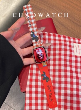 马年红色适用于苹果手表表带s11代apple女iwatch109876磁吸硅胶se