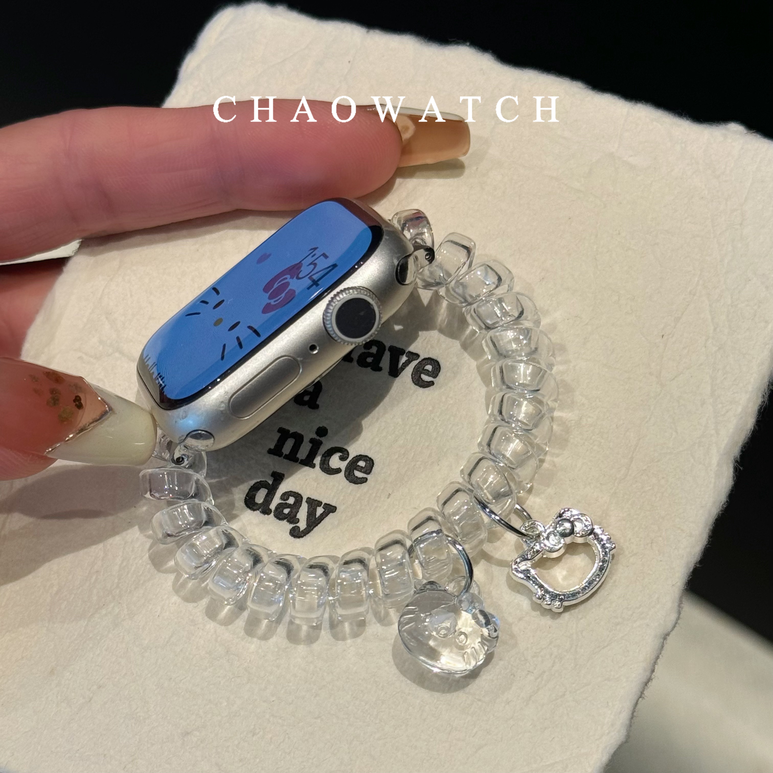 电话绳kt猫头适用于苹果手表表带s10代apple女款iwatch9876se夏季