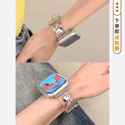 适用iwatch9苹果手表表带applewatch8卡通s7史努比se夏天654表带