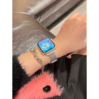 不锈钢麦穗编织iwatchs7苹果手表表带代SE适用applewatchs8女s9