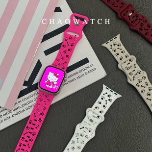 狗爪印硅胶适用苹果手表表带s10代apple女款iwatch9876夏天se透气