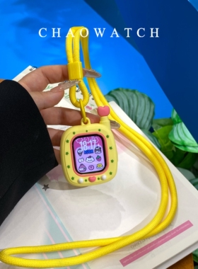 粉黄bb机挂绳式适用于苹果手表s11保护壳iwatchs987s10代se软硅胶