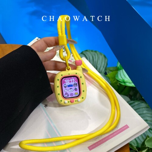 粉黄bb机挂绳式适用于苹果手表s11保护壳iwatchs987s10代se软硅胶