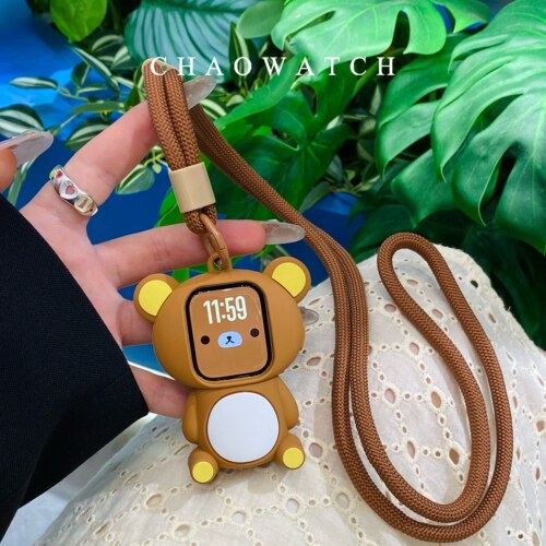 轻松熊挂绳式适用于苹果手表s11保护壳iwatchs9876s10代se软套女