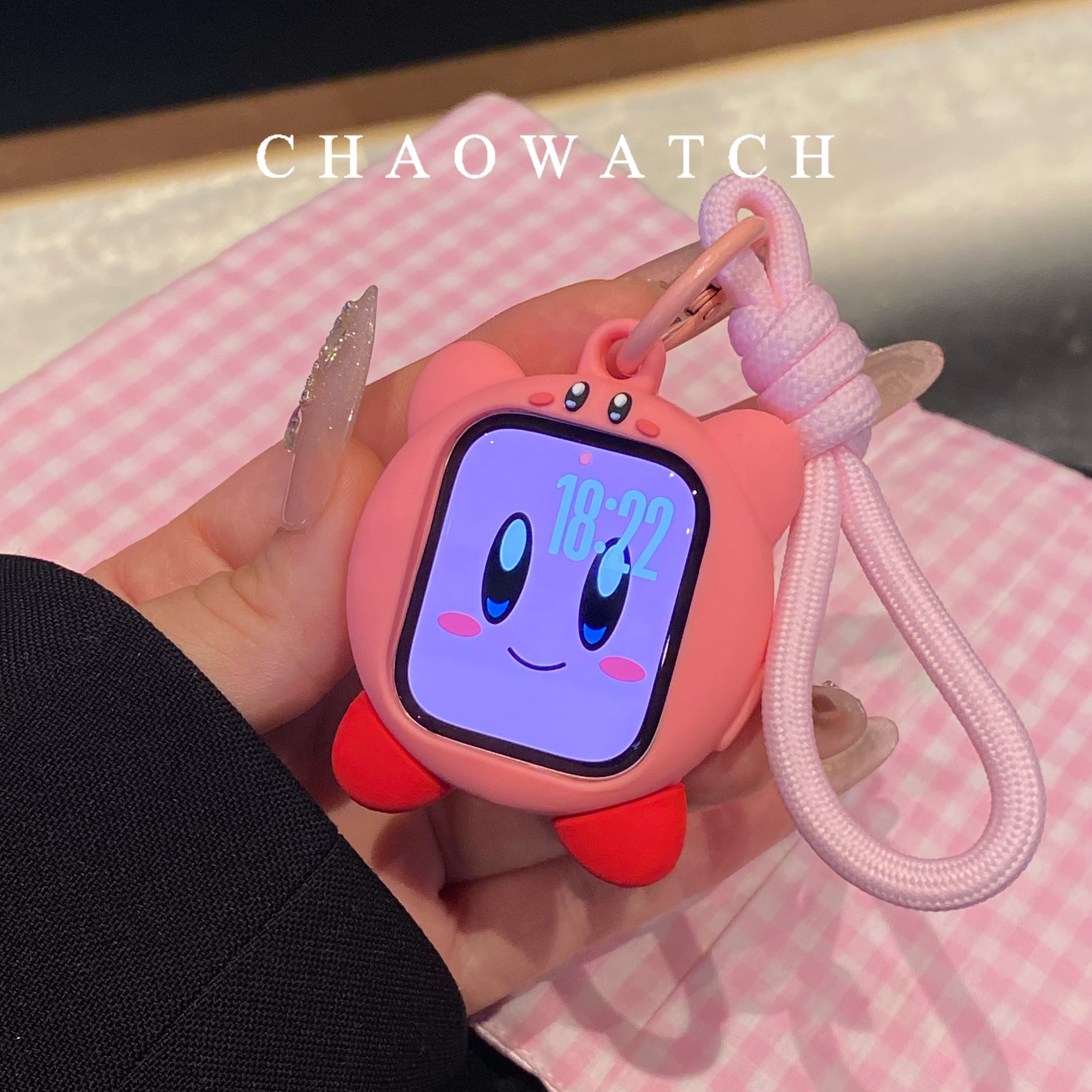 星之卡比挂绳式适用于苹果手表s11保护壳iwatchs987s10代se软套女 - 实物图