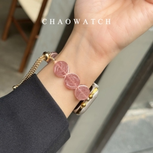 玛瑙石玫瑰花链适用苹果手表表带s10代apple女款iwatch9876夏天se