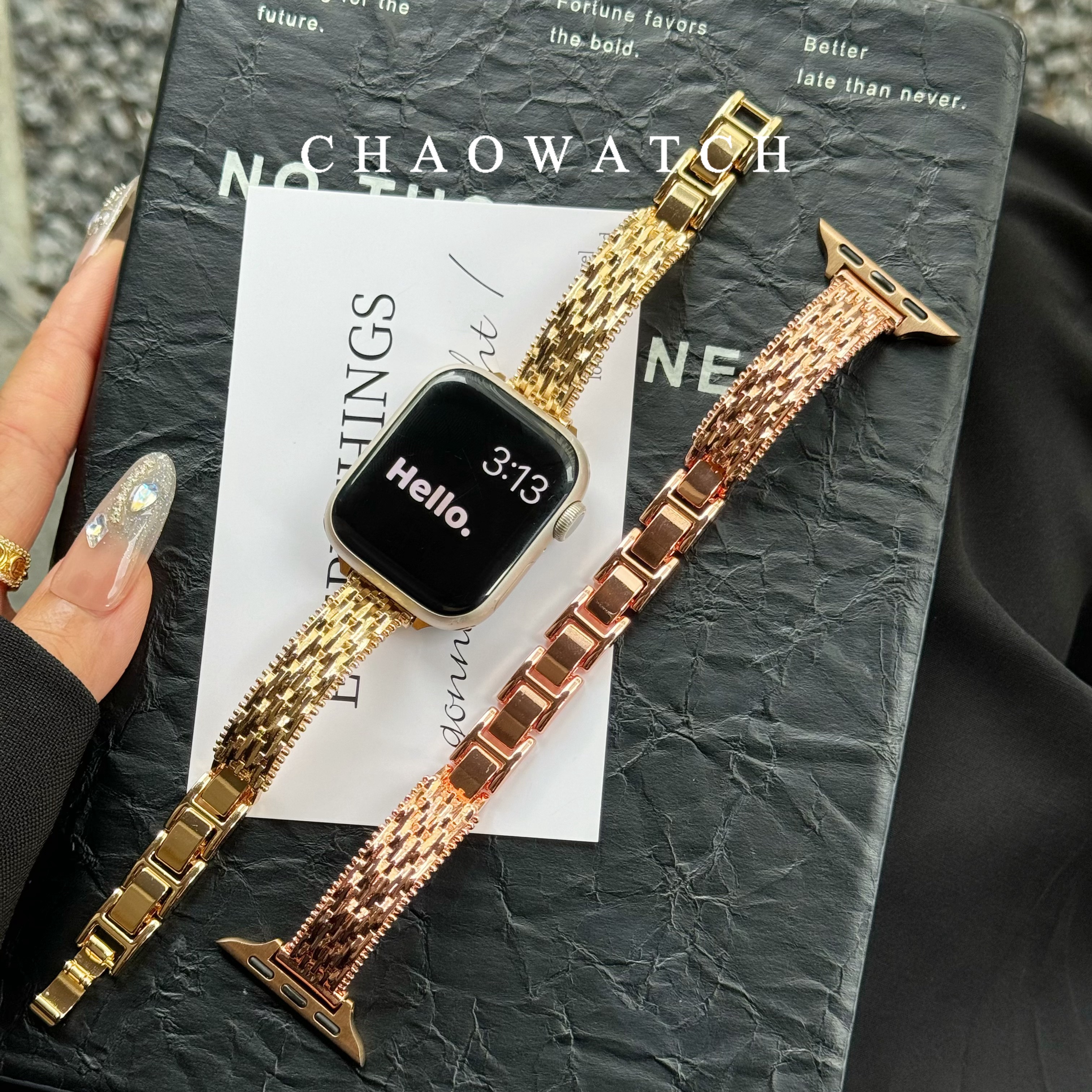 麦穗手镯链适用于苹果手表表带s10代apple女iwatch9876金属se夏季