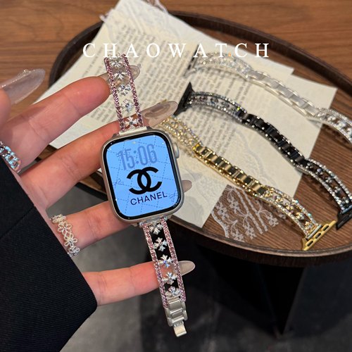双排钻十字架链条适用于苹果手表表带s11代apple女iwatch109876se
