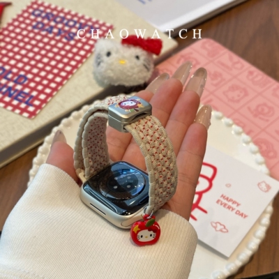 kitty猫尼龙编织适用于苹果手表表带s11代apple女iwatch109876se