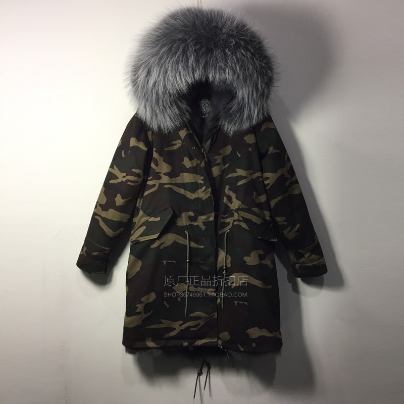Meifng迷彩派克服狐狸毛皮草