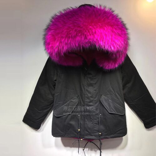 网红新品爆款貉子毛领修身棉衣