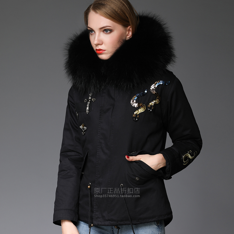 ins潮牌显瘦短款手工钉珠派克服