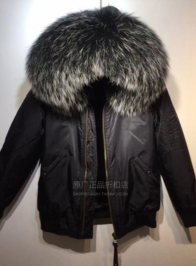 Mr furs男士大码棒球服酷炫黑色大貉子毛领尼克服短外套皮草棉服