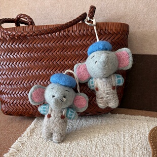 高品质尼泊尔手工羊毛毡精致可爱小象包包挂件玩偶礼物钥匙扣ins