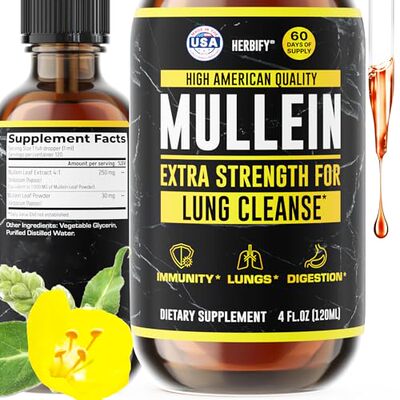 现货美国HERBIFY mullein毛蕊花滴剂肺部清洁免疫支持呼吸排毒