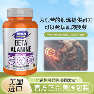 现货美国Now Foods Sports Beta-Alanine B-丙氨酸胶囊750mg120粒