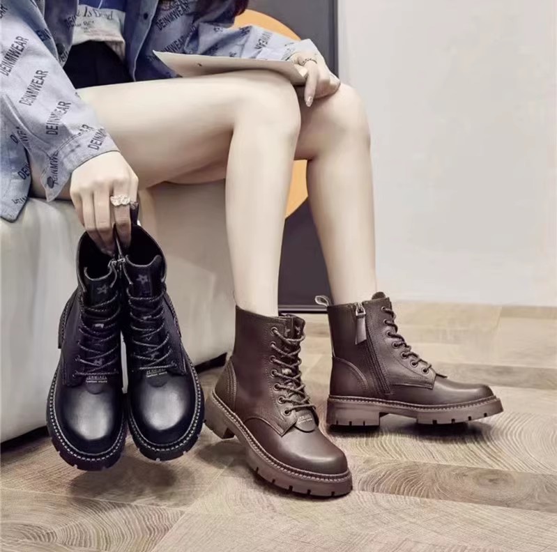 真皮牛皮！断码清仓秋冬新款系带马丁靴百搭舒适女靴子短靴6601