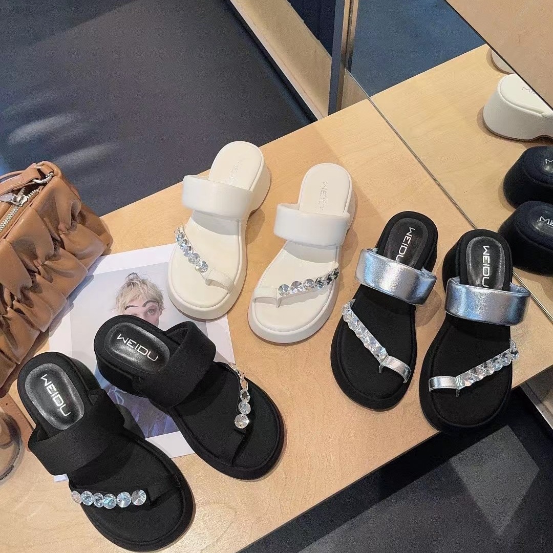 撤柜断码清仓女凉鞋厚底半拖软底超舒服百搭外穿露趾拖鞋566