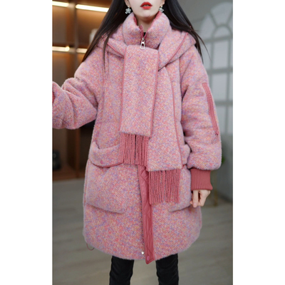 中长款气质女士连帽羽绒服