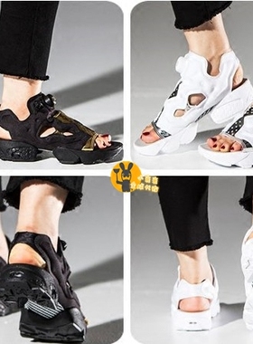 锐步Reebok Pump Fury黑金白金男女充气运动凉鞋BD3184/BD3186