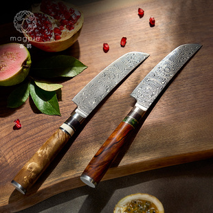 喜鹊秋叶VG10大马士革日式水果刀牛排刀菜刀大玫瑰黄檀木黄金樟
