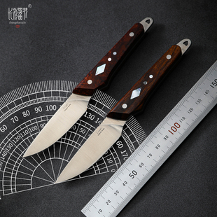 长衫器节M390神钢小鲸鱼一体柄吃肉刀户外刀沙铁柄花梨樱柄高防锈