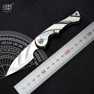 长衫器节翼影幻珀口袋刀ZDP189夹钢大马士革滑轮快开钛合金镜面柄