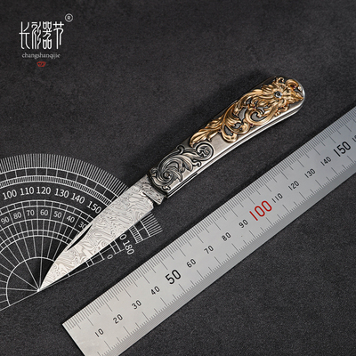 瑞粉金刀雕刻刀14k金银分色复古华丽手工刀瑞粉大马士革收藏艺术