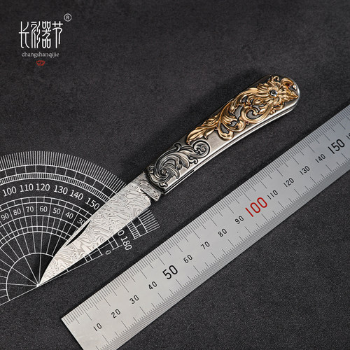 瑞粉金刀雕刻刀14k金银分色复古华丽手工刀瑞粉大马士革收藏艺术
