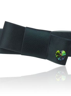 524丽龙湾 简约墨绿蝴蝶结发饰 施家水晶 手工原创定制顶夹头饰