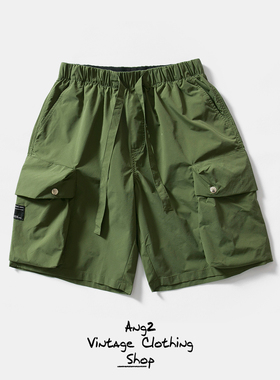 Ang2 Stu 内侧宽橡筋 夏装日系复古男式立体侧口袋工装休闲短裤