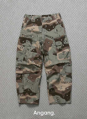 Ang2 Stu 山系轻户外宽松工装直筒裤迷彩六兜裤立体捏褶休闲长裤