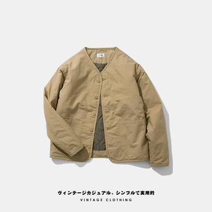 复古阿美咔叽男纯色无领棉衣棉服外套 叠穿bi备 ANG2 BOUTIQUE