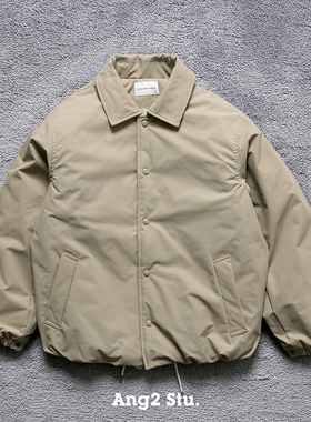 Ang2 Stu 22A/W 日系复古男翻领简约教练棉外套简约宽松短款棉衣