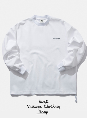 Ang2 Stu 下摆可调节 日系简约男宽边圆领宽松阔版打底衫长袖T恤