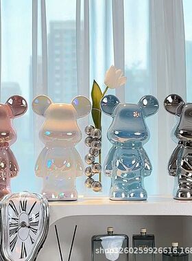 轻奢手办暴力熊摆件高档陶瓷客厅电视柜酒柜存钱罐家居室内装饰